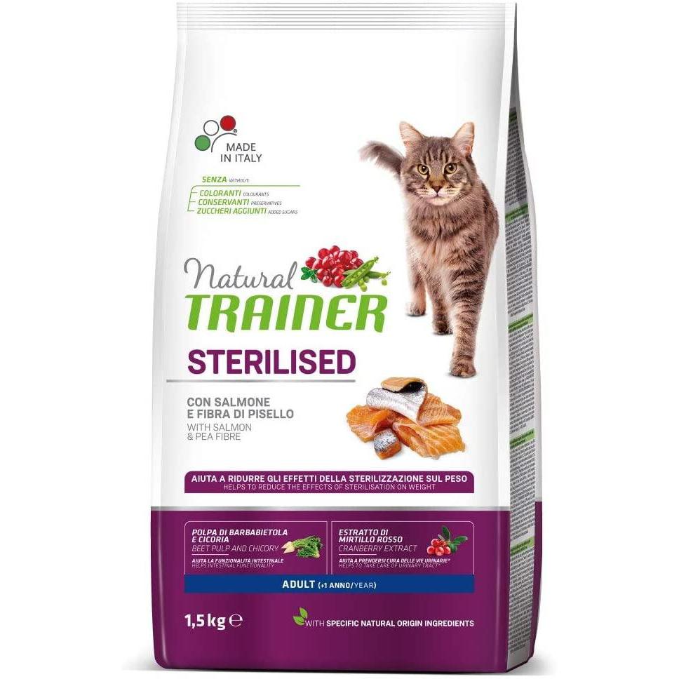 Natural Trainer Sterilised Gatto Adult Salmone 1,5 Kg Natural Trainer Sterilised Gatto Adult Salmone 1,5 Kg
